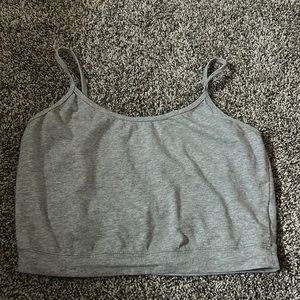 Gray cropped, spaghetti, tank top